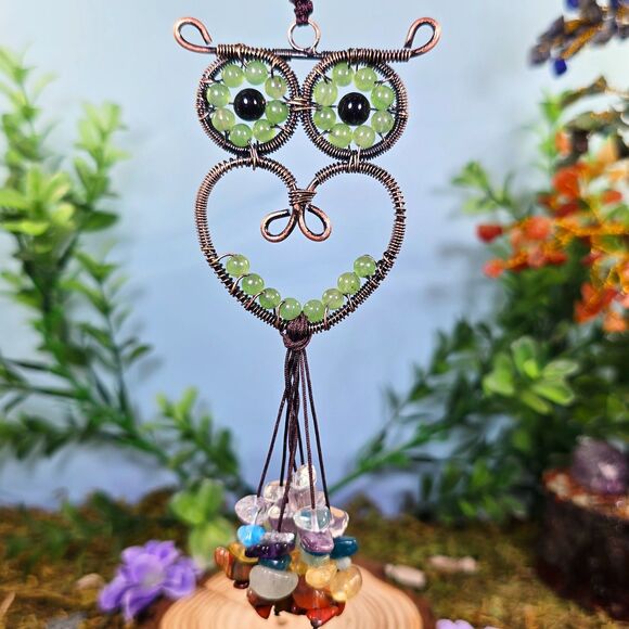 Other - Handmade Green Aventurine Crystal Owl Décor #6